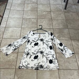 Floral Black and White Dress